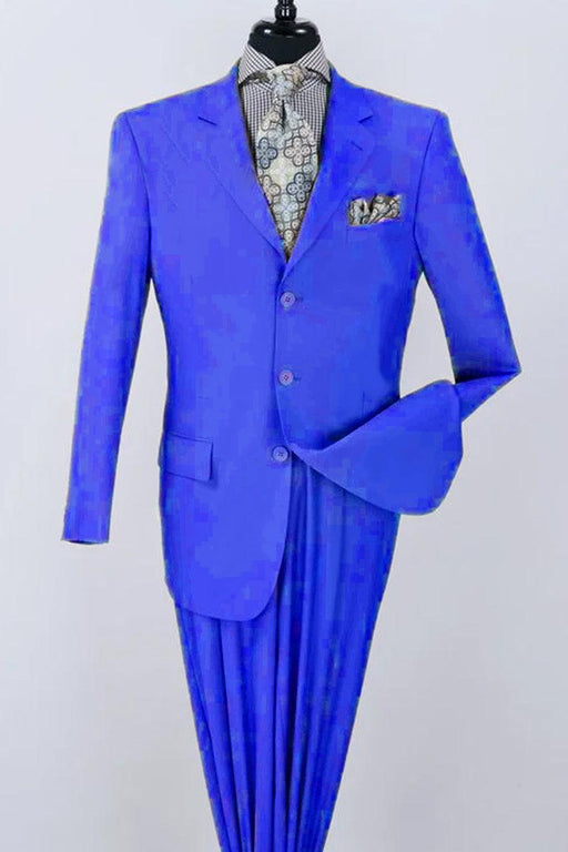 Apollo King Mens' Poplin 3-Button Classic Fit Suit - Royal Blue - USA Men's Outlet