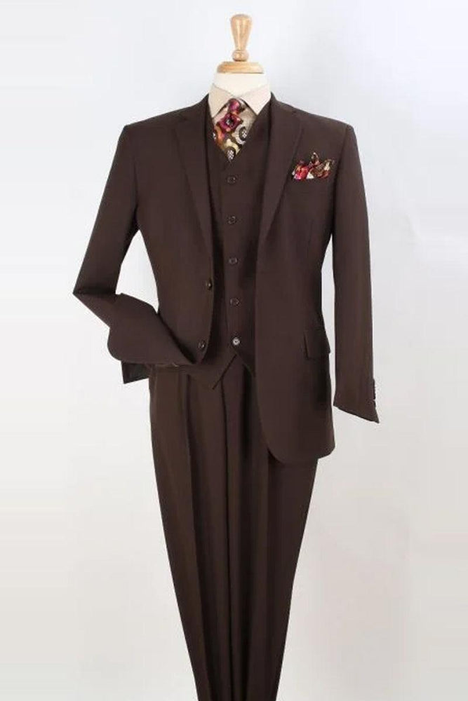 Apollo King Mens Vest Suit | Classic Fit Brown | 2-Button Pleats - USA Men's Outlet