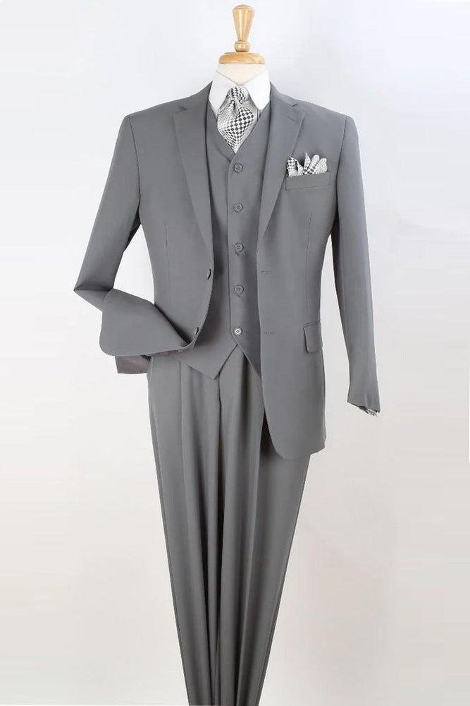 Apollo King Mens Vested Two-Btn Suit, Light Grey – Classic Fit Pleats - USA Men's Outlet