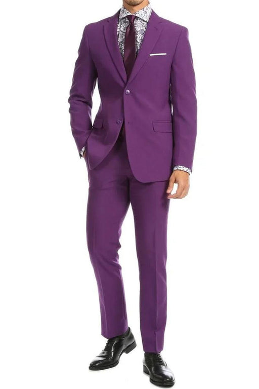 Apollo King Modern Fit Wool-Feel Suit, 2-Button - Purple - USA Men's Outlet