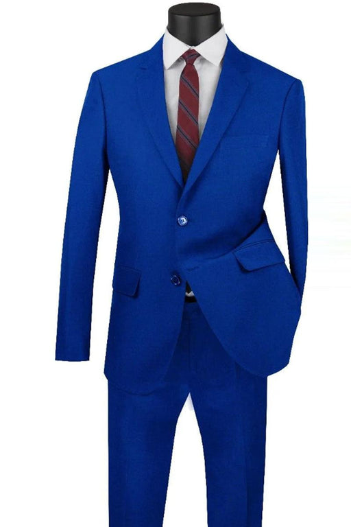 Apollo King Royal Blue Two-Button Poplin Modern Fit Suit - USA Men's Outlet