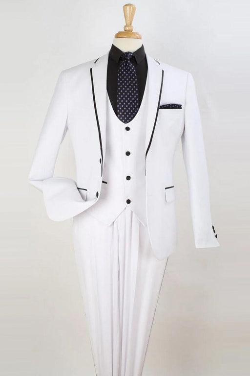 Apollo King White Vested Two-Button Tuxedo: Sophisticated Clim Fit - USA Men's Outlet