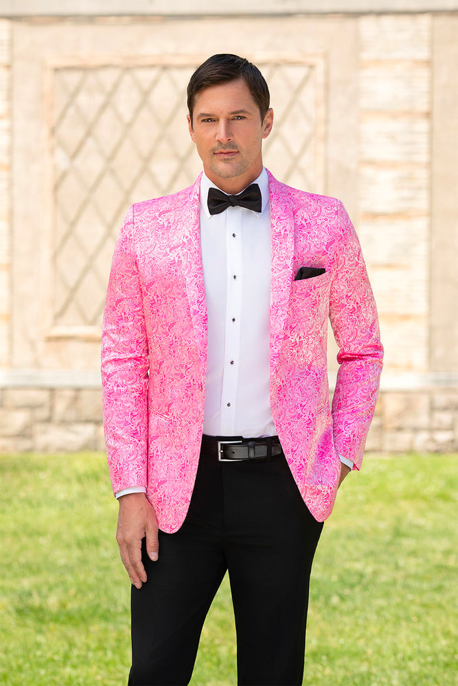 "Aries" Hot Pink Paisley Shawl Tuxedo Jacket (Separates)
