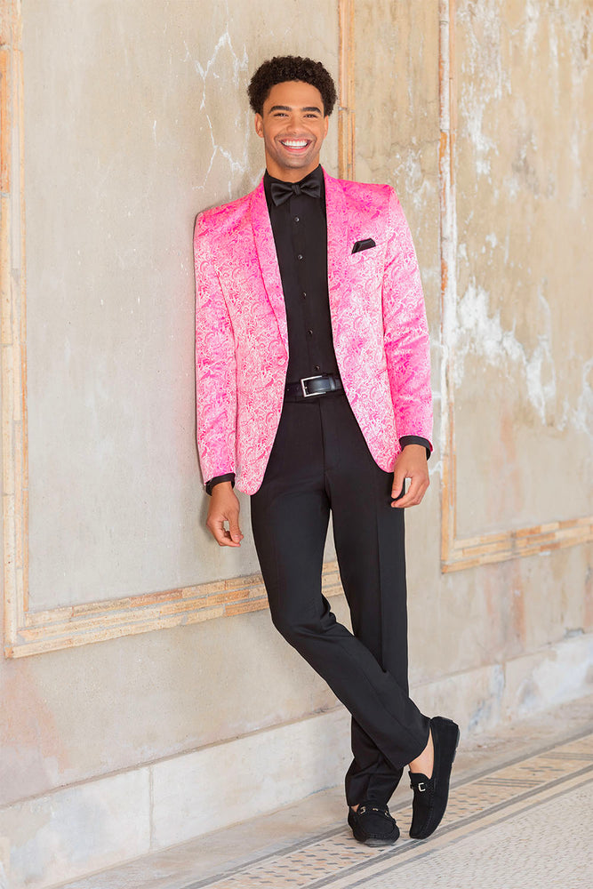 "Aries" Hot Pink Paisley Shawl Tuxedo Jacket (Separates)