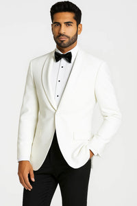 Mens White 1 Button Shawl Lapel Dinner Jacket