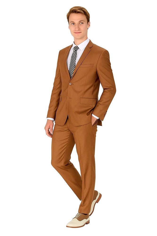 Cognac Slim Wedding Suit