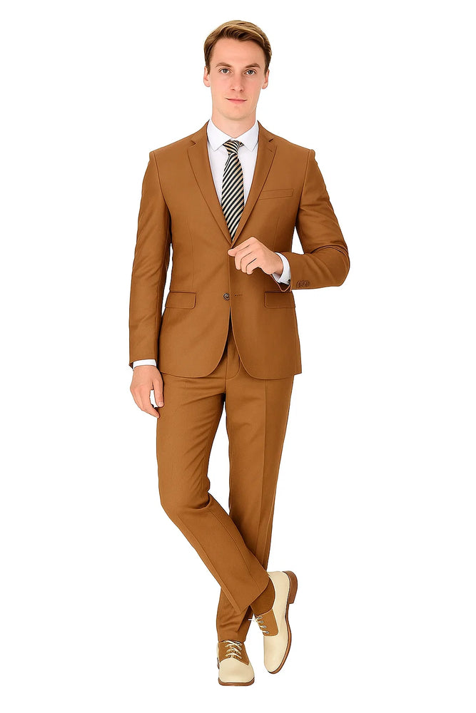Cognac Slim Wedding Suit