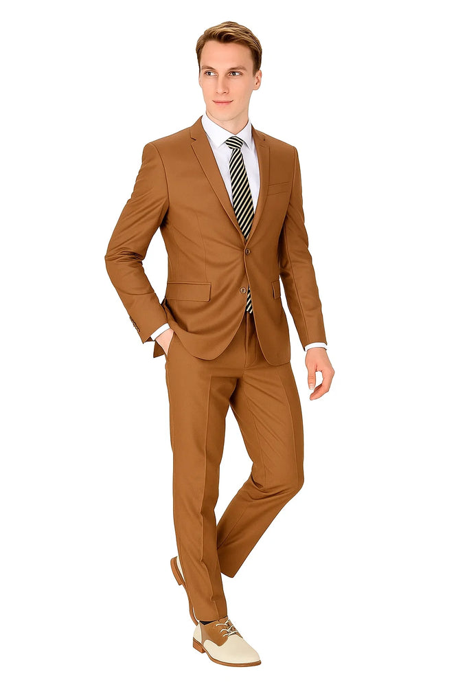 Cognac Slim Wedding Suit