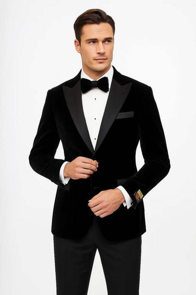 Peak Lapel Fashion Smoking Casual Velour Cocktail Tuxedo velour Men's blazer Jacket With Free Matching bow