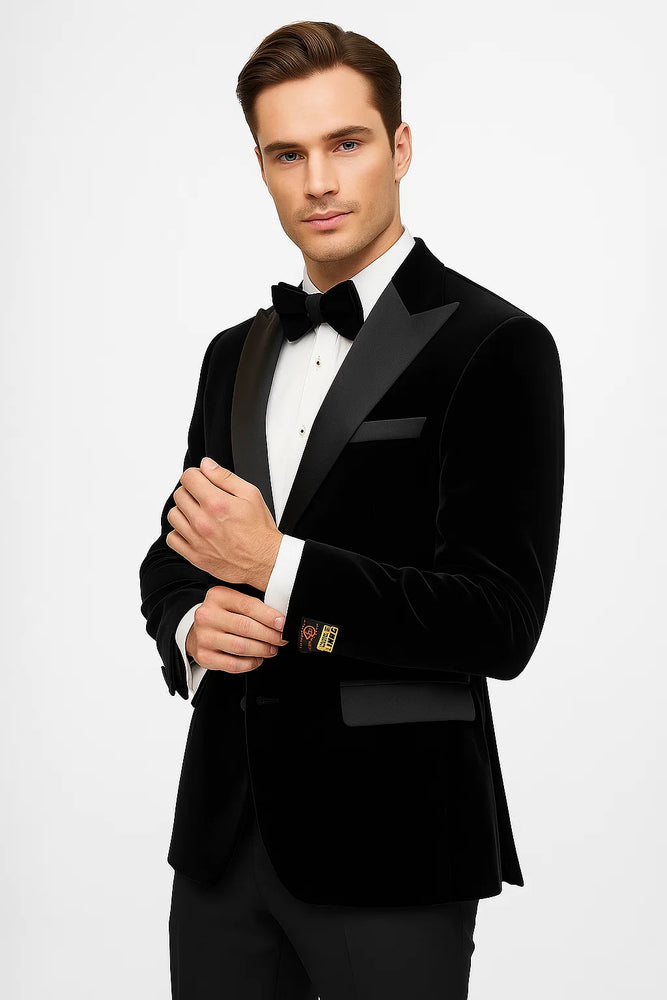 Peak Lapel Fashion Smoking Casual Velour Cocktail Tuxedo velour Men's blazer Jacket With Free Matching bow