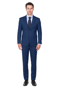Pleated Suit - Mens Suits With Pleated Pant -  Regular Fit Indigo Blue Suit
