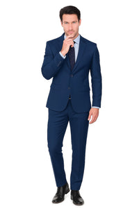 Pleated Suit - Mens Suits With Pleated Pant -  Regular Fit Indigo Blue Suit
