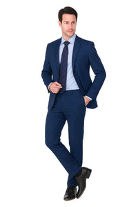 Pleated Suit - Mens Suits With Pleated Pant -  Regular Fit Indigo Blue Suit