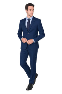 Pleated Suit - Mens Suits With Pleated Pant -  Regular Fit Indigo Blue Suit