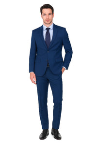 Pleated Suit - Mens Suits With Pleated Pant -  Regular Fit Indigo Blue Suit