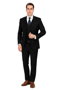 Mens Savvy Slim Vested Suit Black