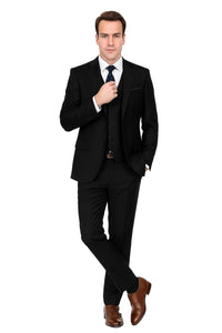 Mens Savvy Slim Vested Suit Black