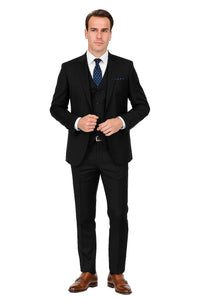 Mens Savvy Slim Vested Suit Black