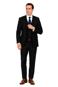 Mens Savvy Slim Vested Suit Black