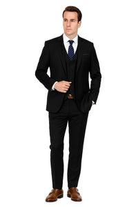Mens Savvy Slim Vested Suit Black