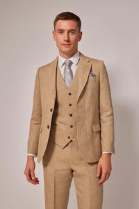 Mens Linen Suit For Beach Wedding - Summer  Suit in Beige