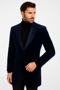 Velvet Long Coat - Velvet Carcoat - R-BlueCoat