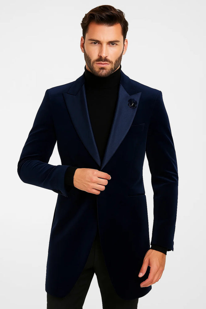 Velvet Long Coat - Velvet Carcoat - R-BlueCoat
