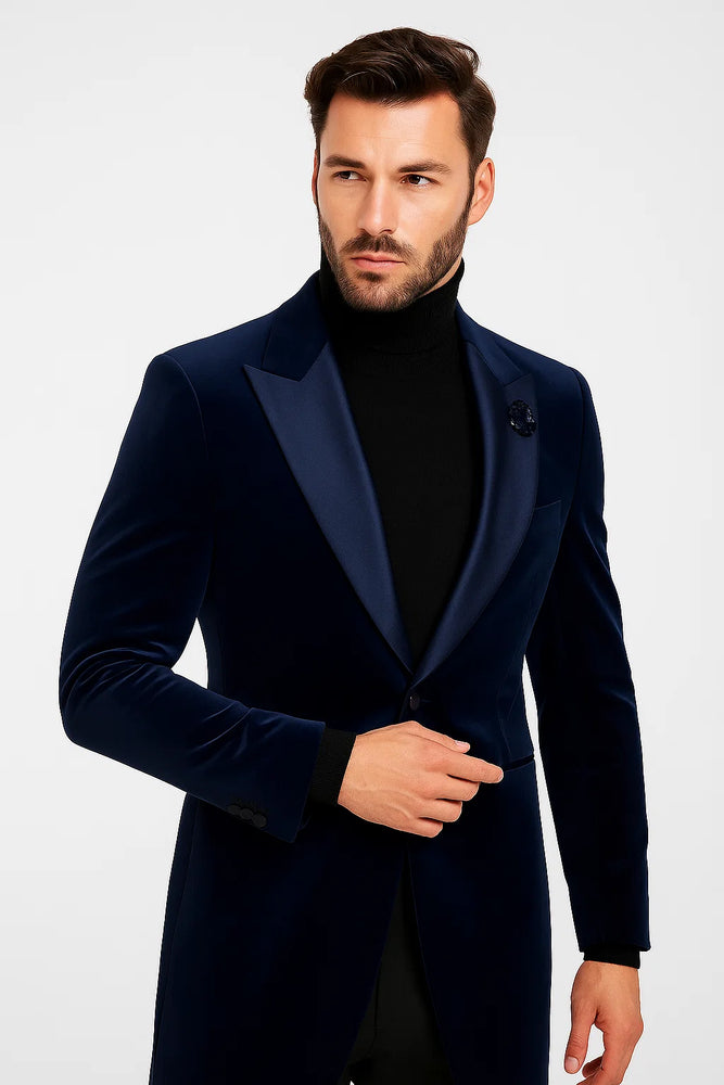 Velvet Long Coat - Velvet Carcoat - R-BlueCoat