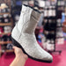 White Ostrich Boots Low Ankle J-Toe