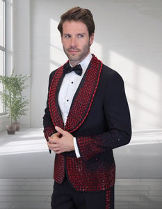 Statement Men's 2 Piece Modern Fit Tuxedo - Rhinestone Accents