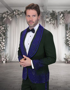 Statement Men's 2 Piece Modern Fit Tuxedo - Rhinestone Accents
