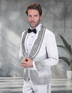 Statement Men's 2 Piece Modern Fit Tuxedo - Rhinestone Accents