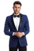 Azzuro Men's One Button Skinny Fit Blue Shawl Prom Tuxedo - USA Men's Outlet