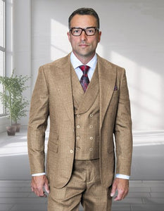 Statement Men's 3 Piece 100% Wool Modern Fit Suit - Peak Lapel