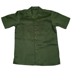 Mens Hunter Green Linen Shirt and Pants Casual Outfit Set