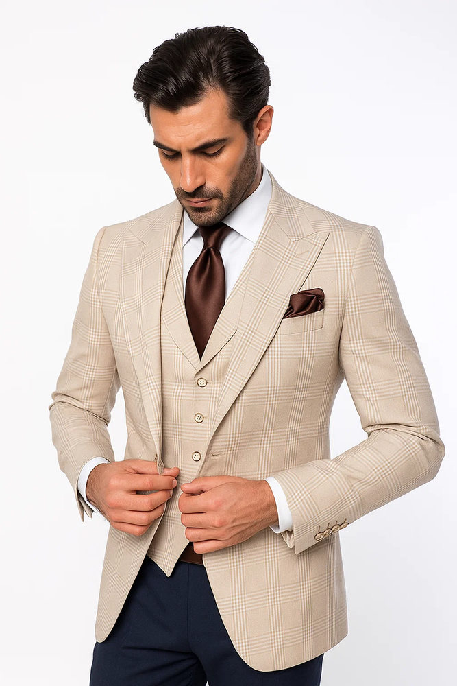 Suits With Baggy Pleated Pants - Wide Leg Pants 100% Wool - Classic Fit by Rossiman