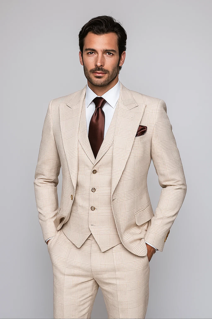 Suits With Baggy Pleated Pants - Wide Leg Pants 100% Wool - Classic Fit by Rossiman