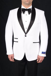 "Mystic" White 1-Button Shawl Tuxedo (2-Piece Set)
