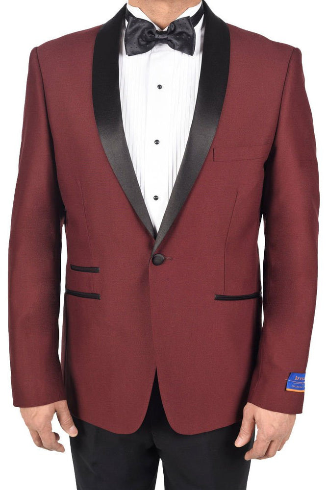 "Soho Madison" Burgundy 1-Button Shawl Tuxedo (2-Piece Set)