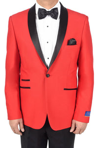 "Soho Madison" Red 1-Button Shawl Tuxedo (2-Piece Set)