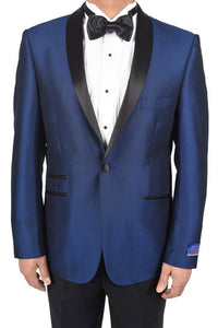 "Vision" New Blue 1-Button Shawl Tuxedo (2-Piece Set)