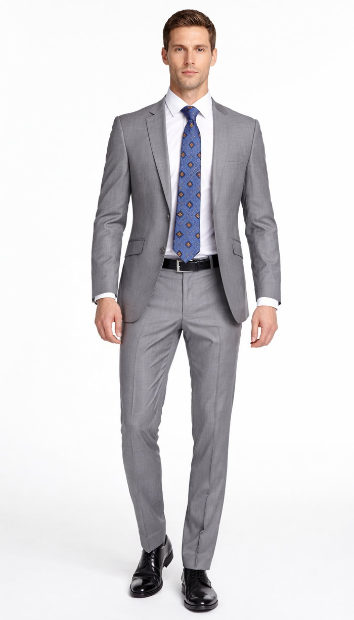 Bertolini 2Pc & 3PC Lt. Gray Two-button Wool Blend Suit