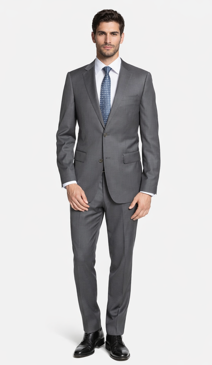 Bertolini 2PC Gray Two-button Suit Wool