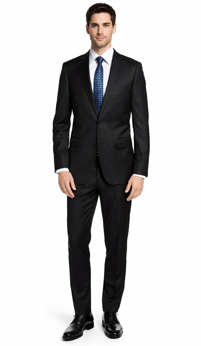 Bertolini 3Pc Wool Solid Black Suit