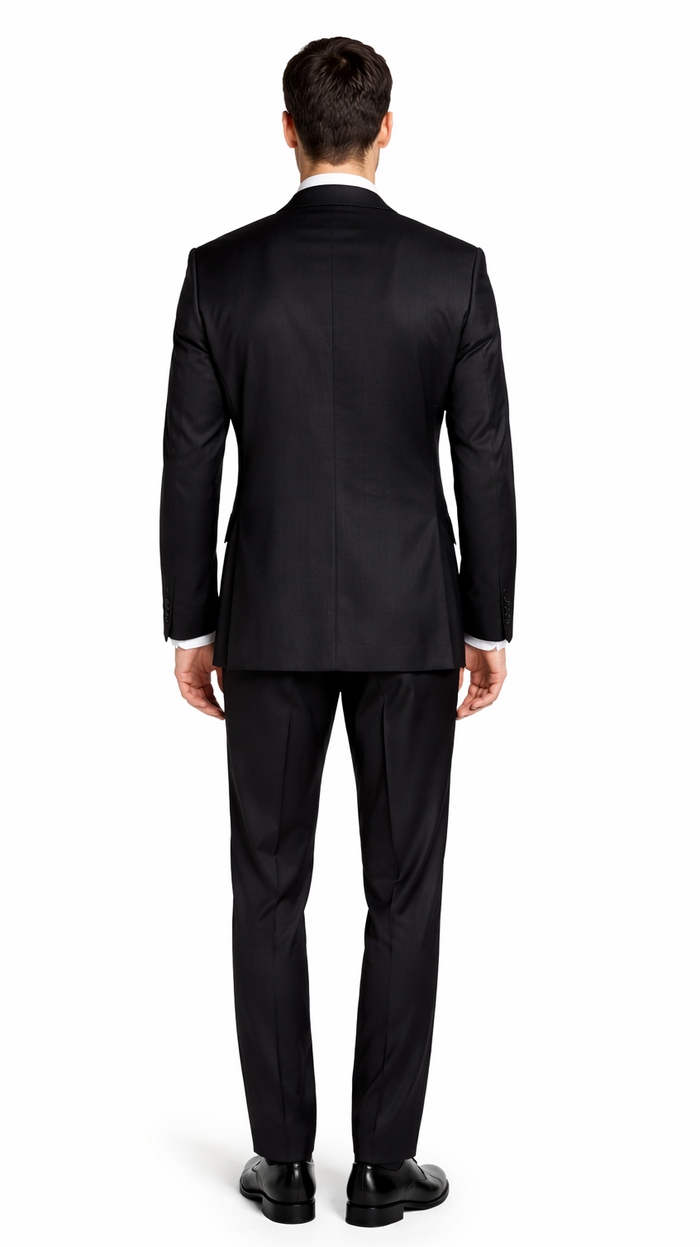 Bertolini 3Pc Wool Solid Black Suit