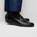 Marco Di Milano Bianchi Caiman Crocodile Tassel Loafers Black