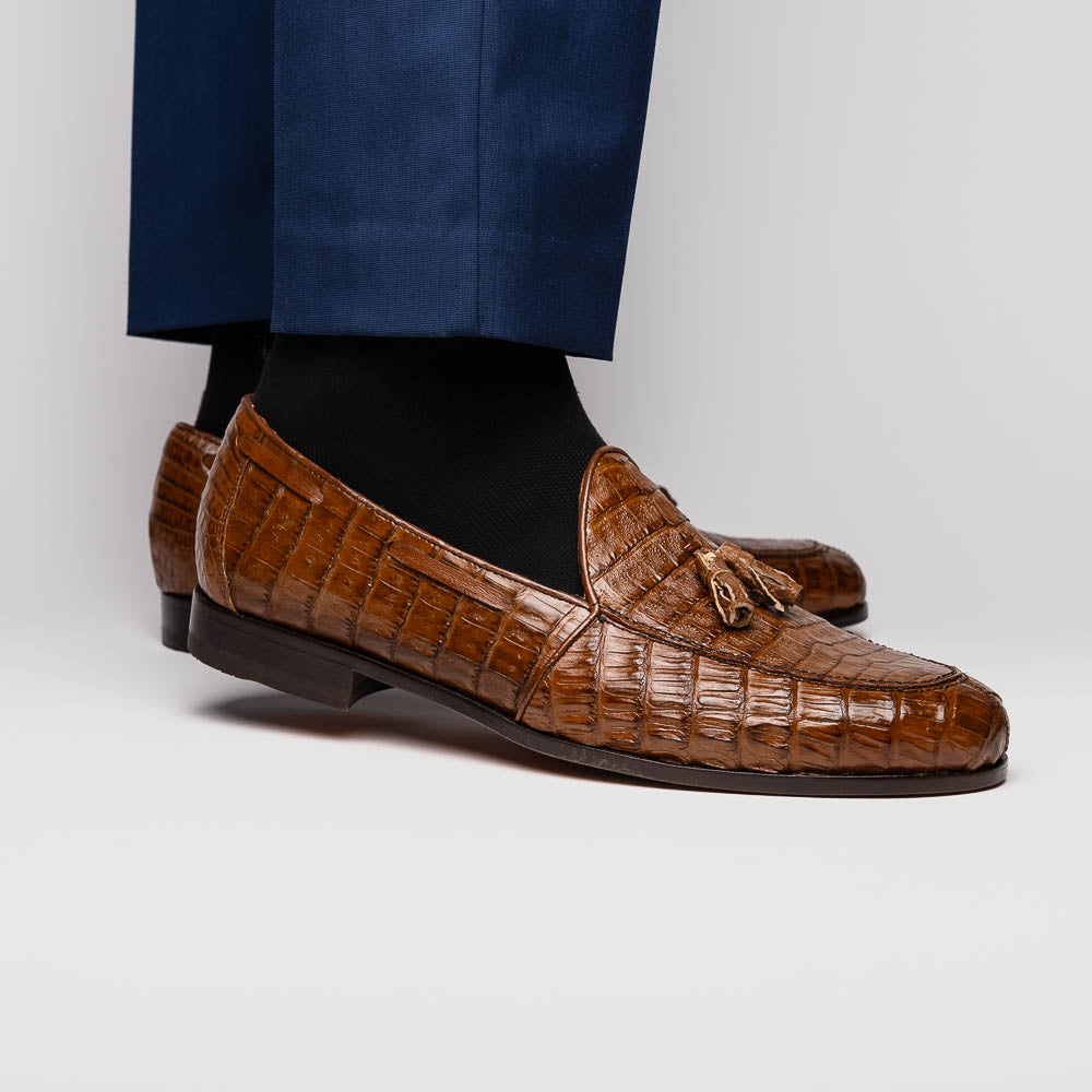 Marco Di Milano Bianchi Bay Apache Caiman Crocodile Tassel Loafers