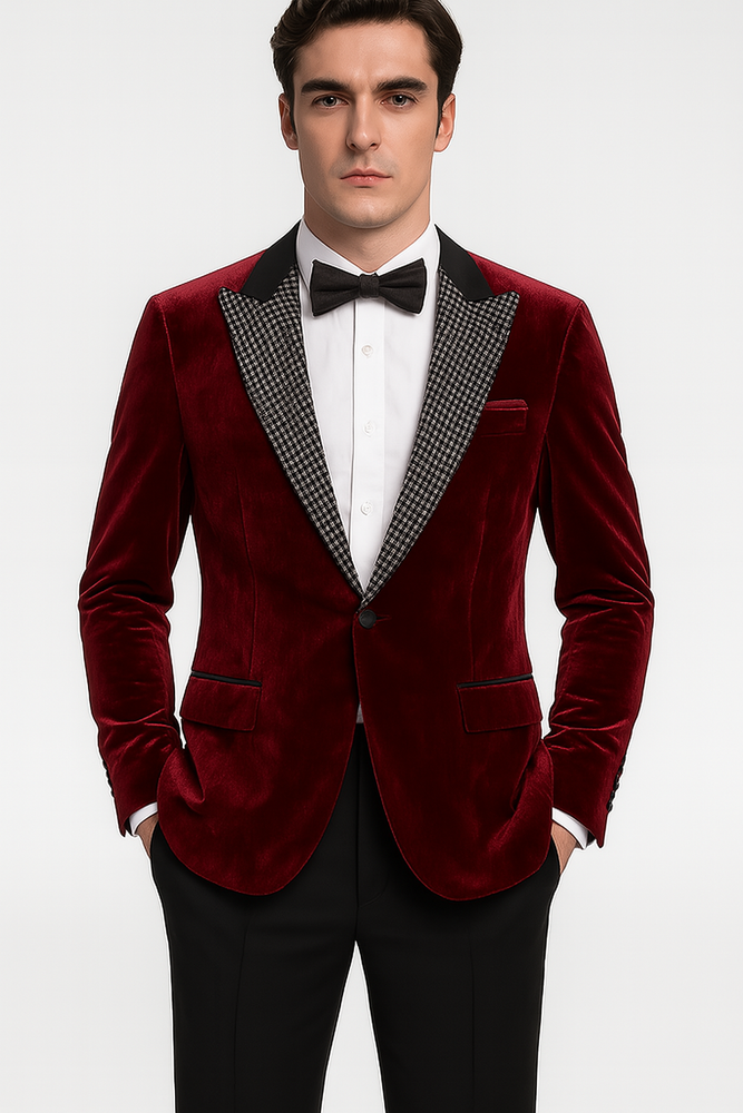 Big and Tall Velvet Blazer in Color Red  - Sportcoat  Rhinestone-Embedded  Stacy Adams $179