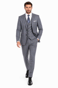 Big and Tall Suit - Grey Plaid Big and Tall 3 PC Suit