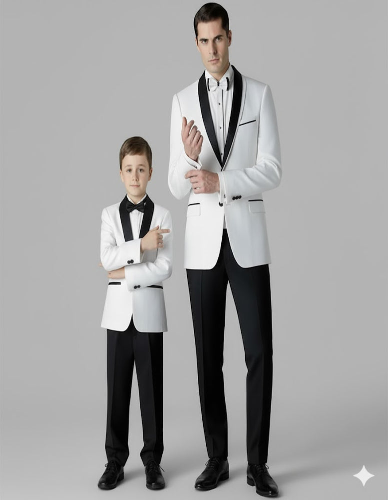 Black and White Shawl Lapel Father ~ Dad And Son Matching Suits